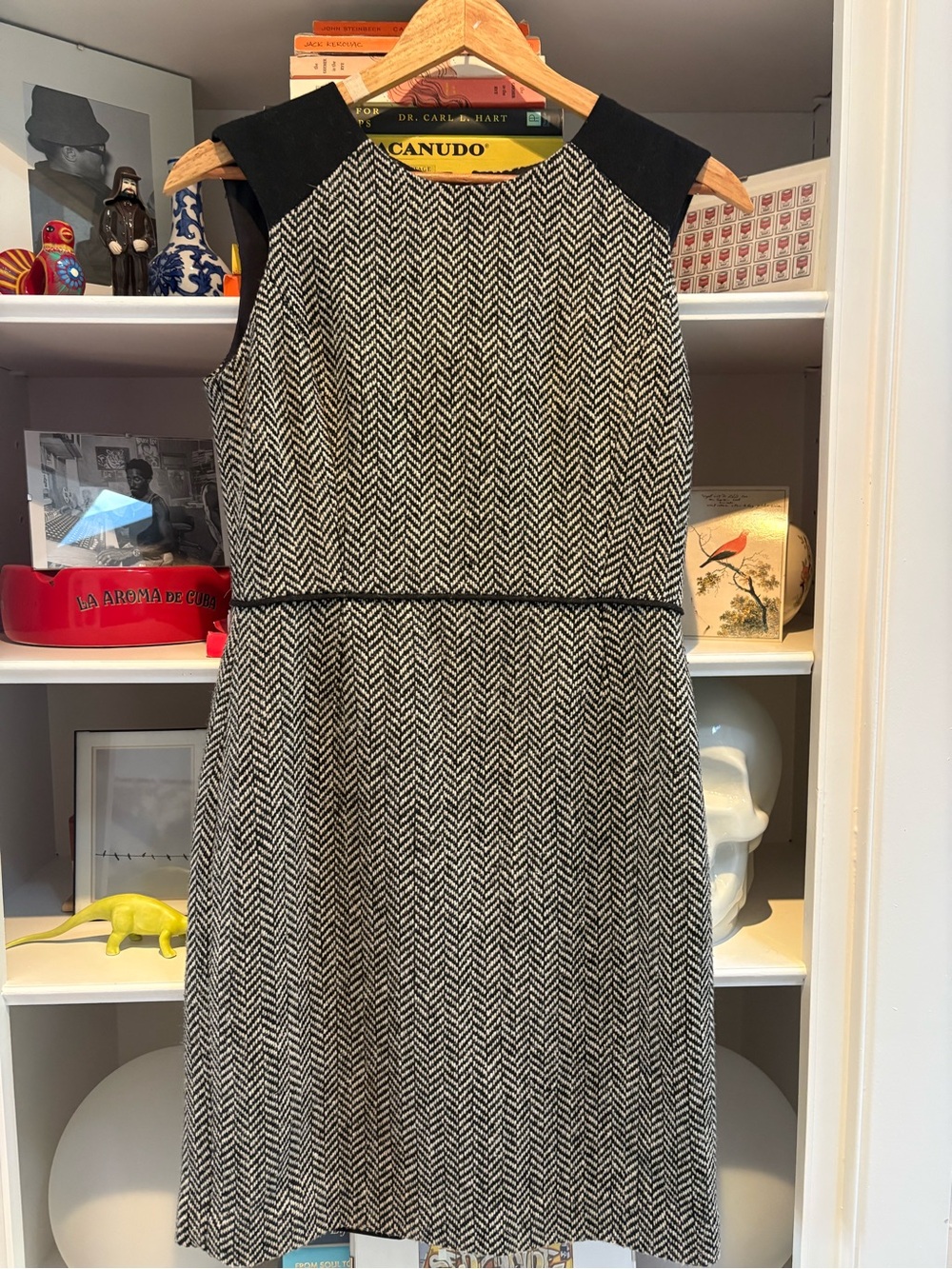 Black and White Herringbone Sheath Dress